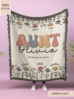Personalized Aunt Woven Blanket