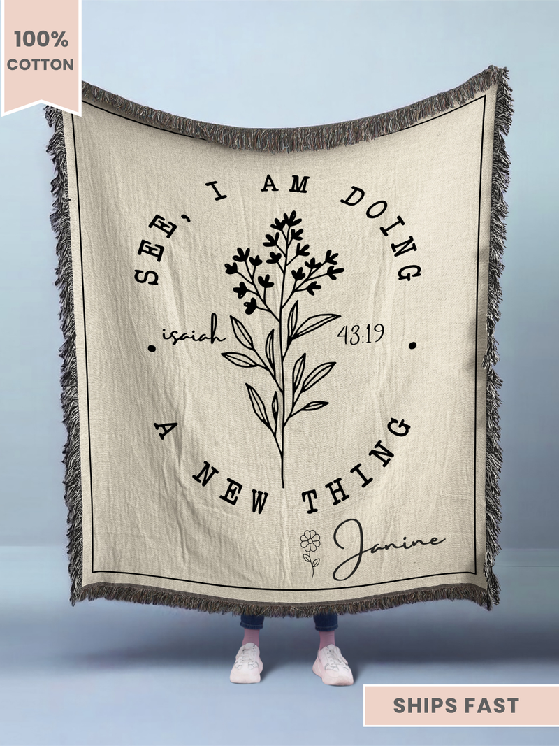 Personalized Bible Verse Woven Blanket