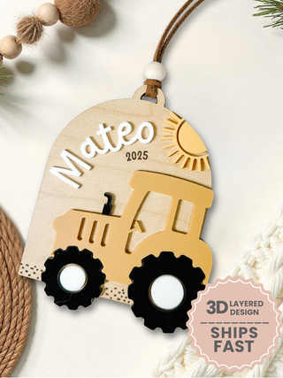 Personalized Boy Tractor Ornament