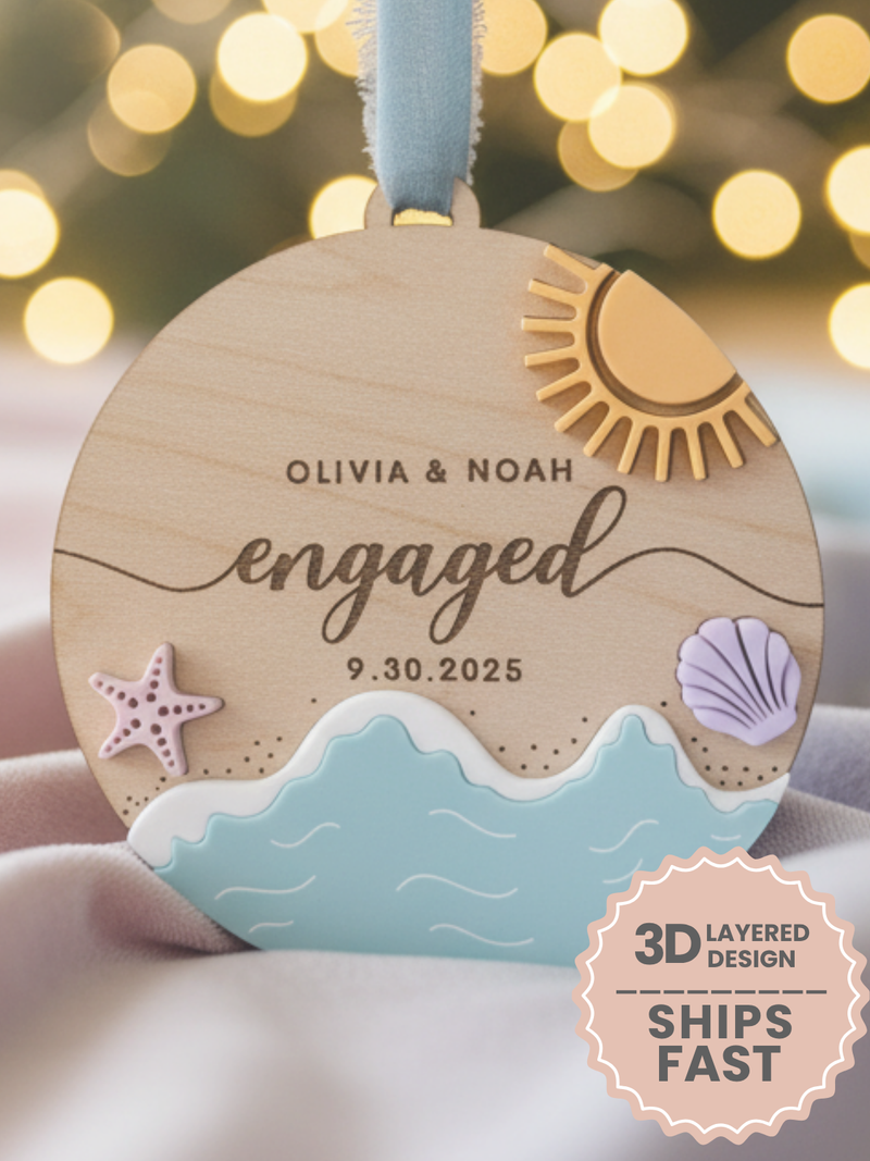 Personalized Engaged Beach Ornament