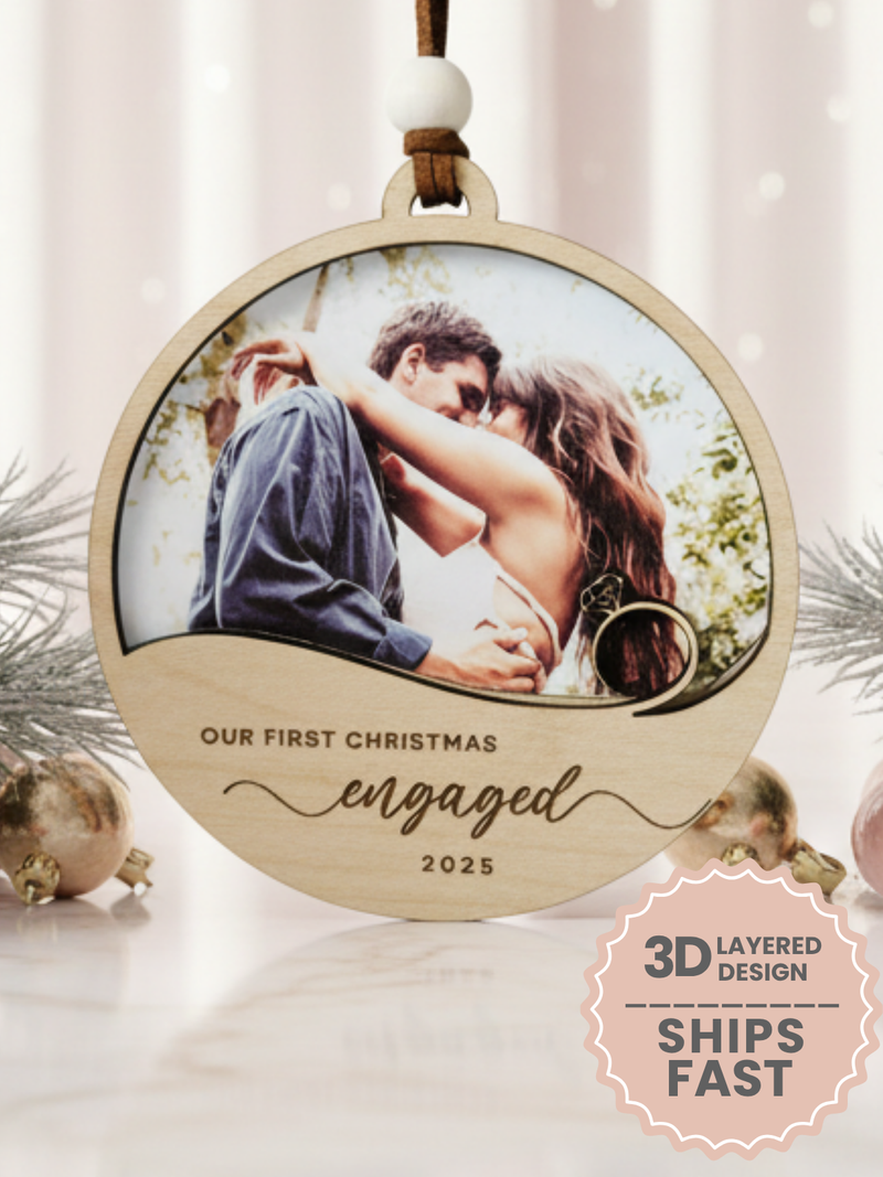 Custom Engagement Photo Ornament