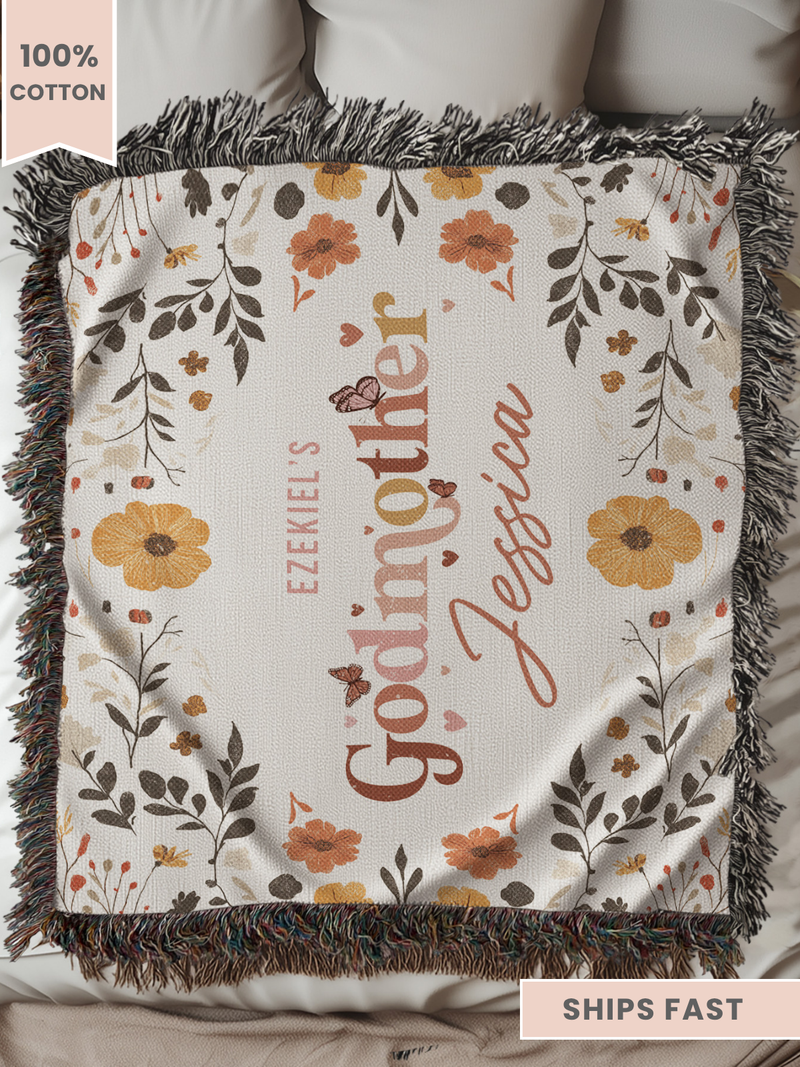 Personalized Godmother Woven Blanket