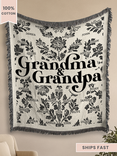 Personalized Grandma And Grandpa Woven Blanket