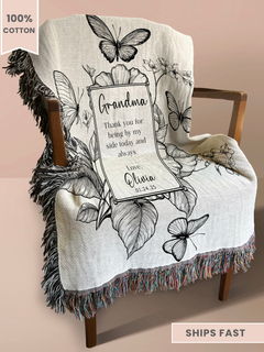 Personalized Grandma of the Bride Woven Blanket
