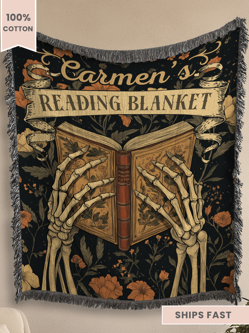 Personalized Book Lovers Reading Woven Blanket