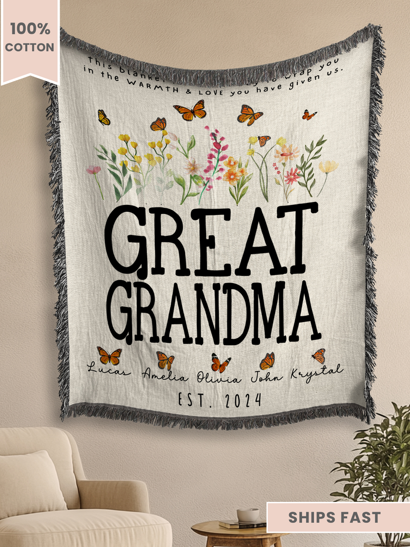 Personalized Great Grandma Woven Blanket