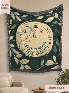 Personalized Great Grandparents Woven Blanket