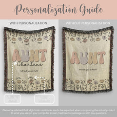 Personalized Aunt Woven Blanket Gift for Aunt Tapestry Mothers Day Gift Auntie Woven Throw Aunt Keepsake Blanket Aunt Blanket Christmas Gift