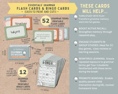 CC Essentials Grammar Flash Cards Parts Of Speech Bingo Cards Classical Conversations Essentials Class Game English Class Review Printable