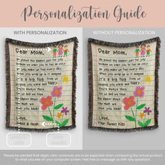 Personalized Mom Letter Woven Blanket Gift For Mom Tapestry Mothers Day Gift Letter To Mom Keepsake Blanket From Kids To Mom Throw Blanket