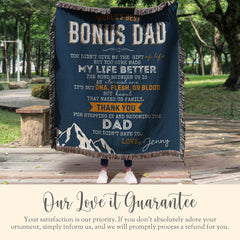 Personalized Bonus Dad Woven Blanket Gift For Bonus Dad Tapestry Fathers Day Gift Stepdad Throw Blanket Christmas Gift From Bonus Daughter