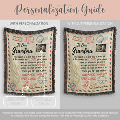 Personalized Grandma Letter Woven Blanket Gift For Grandma Tapestry Mothers Day Gift Grandmother Keepsake Blanket Christmas Gift Grandkid