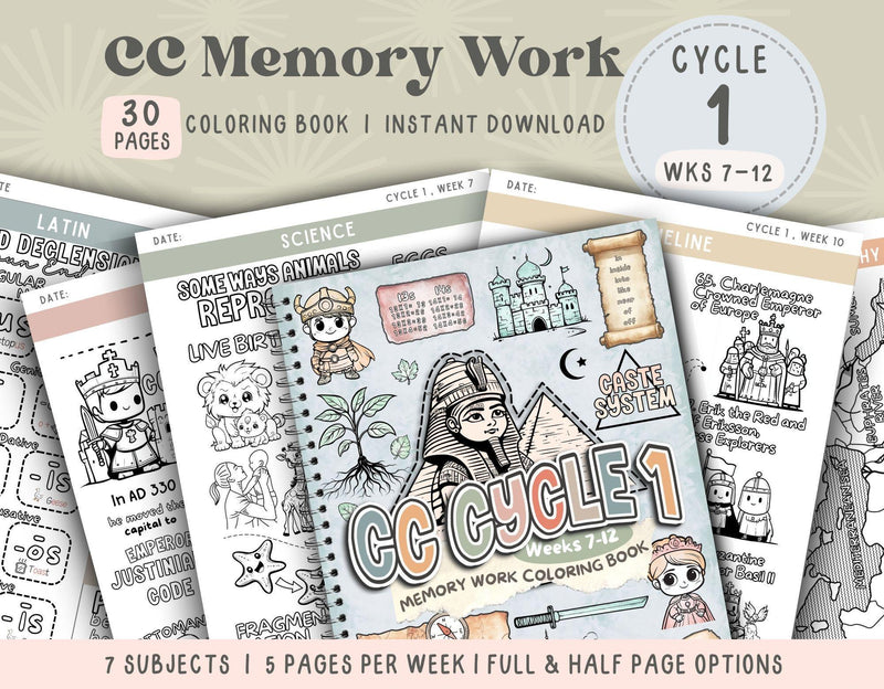 CC Cycle 1 Coloring Book Gift For CC Tutor Resource Classical Conversations Cycle 1 Class Art CC Song Activity Geography History Printable