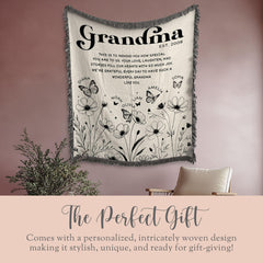 Grandparent Woven Blanket Grandma Woven Throw Grandparent Gift