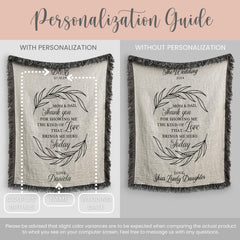 Personalized Parents of the Bride Woven Blanket Gift for Parents of the Bride Tapestry Wedding Day Gift from Groom Mom of Bride Woven Throw