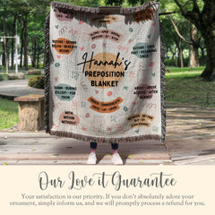Personalized CC Preposition Woven Blanket Gift for CC Director Tapestry First Day Gift Grammar Woven Throw CC Essentials Keepsake Blanket