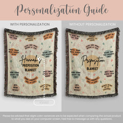 Personalized CC Preposition Woven Blanket Gift for CC Director Tapestry First Day Gift Grammar Woven Throw CC Essentials Keepsake Blanket