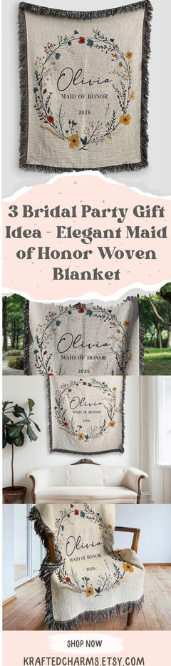Personalized Maid of Honor Woven Blanket Gift for Maid of Honor Tapestry Wedding Proposal Gift Maid of Honor Woven Throw Bridal Party Gift
