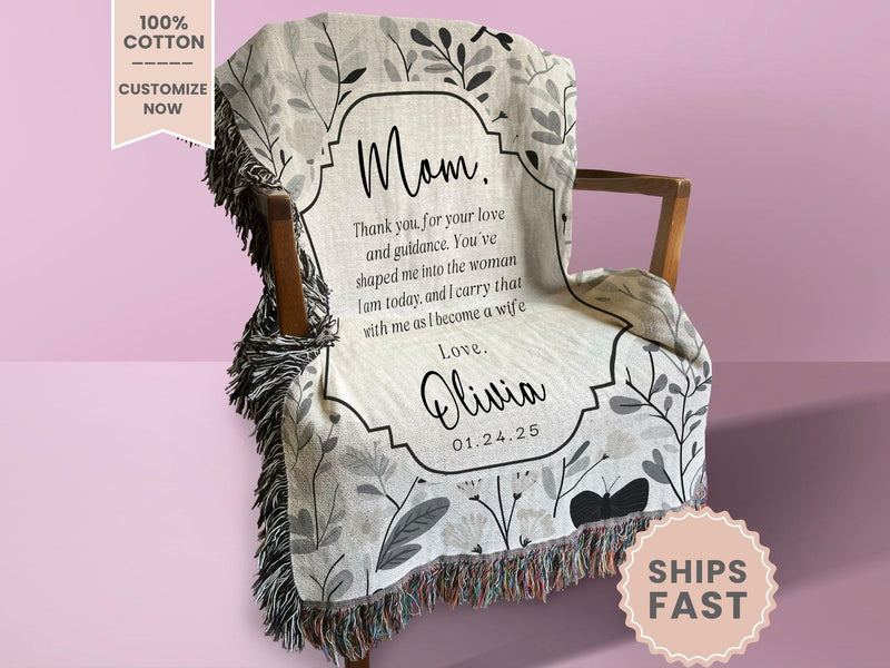 Personalized Mother of the Bride Woven Blanket