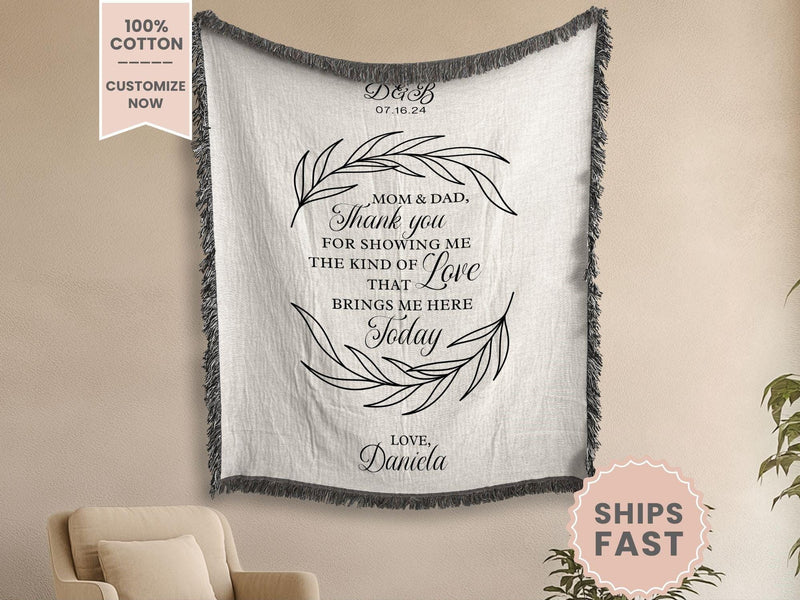 Personalized Parents of the Bride Woven Blanket