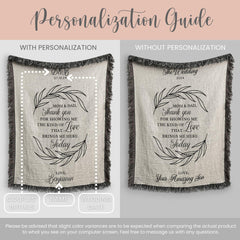 Personalized Parents of the Groom Woven Blanket Gift for Parents of the Groom Tapestry Mom of Groom Woven Throw Wedding Day Gift from Bride