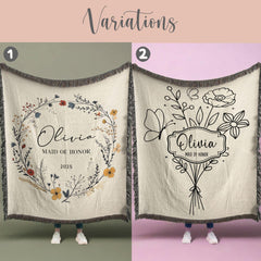Personalized Maid of Honor Woven Blanket Gift for Maid of Honor Tapestry Wedding Proposal Gift Maid of Honor Woven Throw Bridal Party Gift