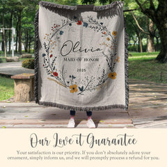 Personalized Maid of Honor Woven Blanket Gift for Maid of Honor Tapestry Wedding Proposal Gift Maid of Honor Woven Throw Bridal Party Gift
