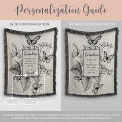 Personalized Grandma of the Groom Woven Blanket Gift for Groom Grandma Tapestry Wedding Day Gift Grandmother Keepsake Blanket From Bride