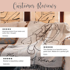 Personalized Mama Woven Blanket Gift for Mama Line Art Portrait Blanket Mother Day Gift Mom Faceless Woven Tapestry Mama Drawing Throw Decor
