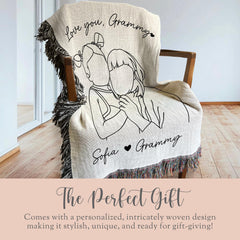 Gift for Grammy Drawing Woven Throw 
Mothers Day Gift