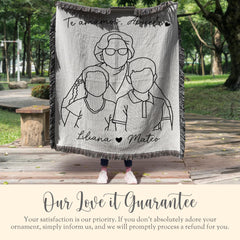 Personalized Abuela Line Art Portrait Woven Blanket Gift for Abuela Line Drawing Woven Throw Mothers Day Gift Abuelita Portrait Wall Decor