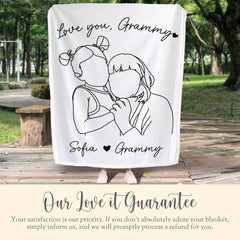 Personalized Grammy Line Art Portrait Minky Blanket Gift for Grammy Keepsake Blanket Grammy Line Drawing Fleece Blanket Mothers Day Gift