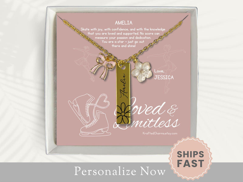 Personalized Figure Skating Quote Necklace Gift for Figure Skater Jewelry Ice Skating Quote Necklace Figure Skating Bar Necklace Keepsake