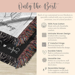 Personalized Grammy Line Art Portrait Woven Blanket Gift for Grammy Drawing Woven Throw Mothers Day Gift Grammy Faceless Keepsake Blanket