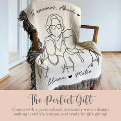 Gift for Abuela Line Drawing Woven Throw 
Abuela Birthday Gift