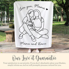 Personalized Mama Line Art Portrait Minky Blanket Gift for Mama Keepsake Blanket Mothers Day Gift Mama Faceless Fleece Throw Wall Decor Gift