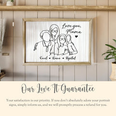 Personalized Mama Portrait Wall Sign Gift for Mama Line Art Mothers Day Gift Mom Custom Wall Decor Mama Line Drawing Family Portrait Kids