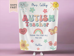 Personalized Autism Teacher Minky Blanket 
Gift for Autism Teacher Keepsake