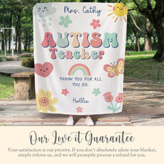 Personalized Autism Teacher Minky Blanket Gift for Autism Teacher Keepsake Blanket Teacher Appreciation Gift SPED Teacher Plush Blanket Gift