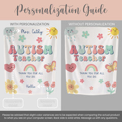 Personalized Autism Teacher Minky Blanket Gift for Autism Teacher Keepsake Blanket Teacher Appreciation Gift SPED Teacher Plush Blanket Gift