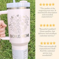Personalized Bonus Mom Tumbler With Straw Gift for Bonus Mom Travel Mug Mothers Day Gift Bonus Mama Tumbler Bonus Mom Laser Engraved Tumbler