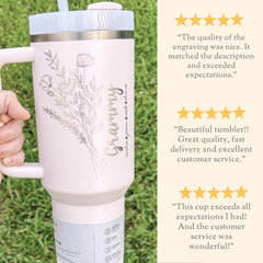 Personalized Grammy Tumbler With Straw Gift for Grammy Mug Mothers Day Gift Grammy Laser Engrave Tumbler Grammy Tumbler With Handle Kid Name