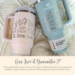 Personalized Librarian Tumbler With Straw Gift for Librarian Tumbler Engraved Teachers Day Gift Librarian Tumbler With Handle Librarian Cup