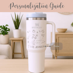Custom Math Teacher Tumbler With Straw Gift for Math Teacher Tumbler Engraved Teacher Appreciation Tumbler With Handle Math Teacher Cup Name