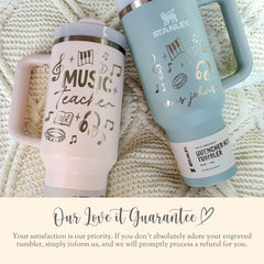 Custom Music Teacher Tumbler With Straw Gift for Music Teacher Engraved Tumbler Teacher Appreciation Gift Music Instructor Travel Cup Handle