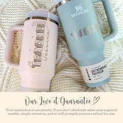 Personalized Teacher Tumbler Cup Gift For Teacher Travel Mug Teacher Appreciation Gift Teacher Laser Engraved Tumbler With Straw Handle Name