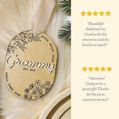 Grandmother Ornament Laser Engraved