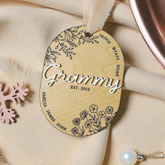 Personalized Grammy Ornament Gift For Grandmother Ornament Laser Engraved Mothers Day Gift From Grandkid Grammy Keepsake Grandkids Name 3D