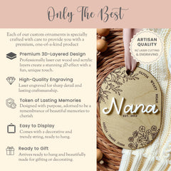 Gift for Nana Laser Engraved Ornament