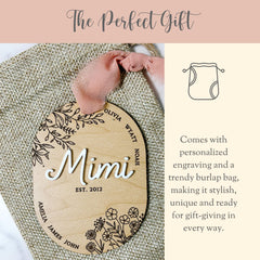 Personalized Mimi Ornament Gift For Mimi Laser Engraved Ornament Mothers Day Gift From Grandkids Grandmother Keepsake 3D Grandkids Name Year